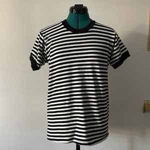Camp Collection Black and White Striped T-Shirt, Size Small